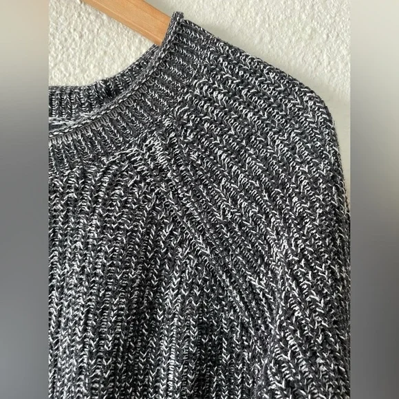 Ellen Tracy Knit Tunic Sweater Women’s L Black Marbled Cotton Rolled Round Neck - Picture 6 of 13